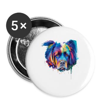 Mastiff Dog Porträt Lebendige Ölmalerei Kunst - Buttons groß 56 mm (5er Pack) - Weiß - Vorne