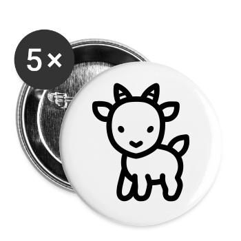 chèvre - Lot de 5 grands badges (56 mm) - blanc - Devant