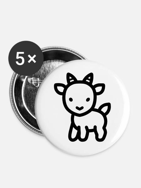 Ziege - Buttons groß 56 mm (5er Pack) - Weiß