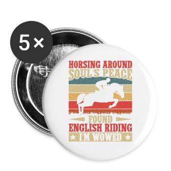 Hobby Horse Rider Horsing Around English Riding - Buttons groß 56 mm (5er Pack) - Weiß - Vorne