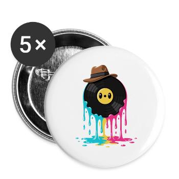 Disque vinyle Vinyle rétro - Lot de 5 grands badges (56 mm) - blanc - Devant