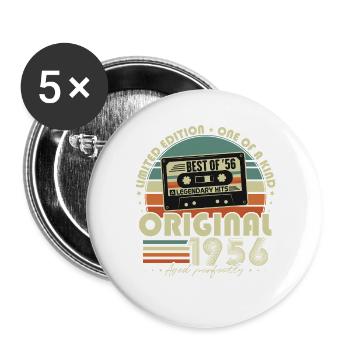 Original 1956 Vintage Vintage Anniversaire Rétro - Lot de 5 grands badges (56 mm) - blanc - Devant