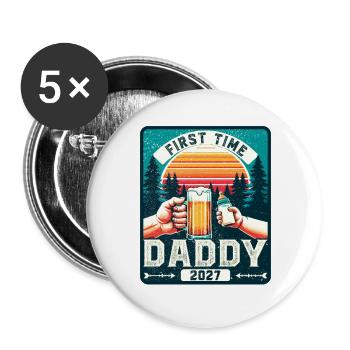 Papa 2027, Werdender Papa, Zukünftiger Vater - Buttons groß 56 mm (5er Pack) - Weiß - Vorne