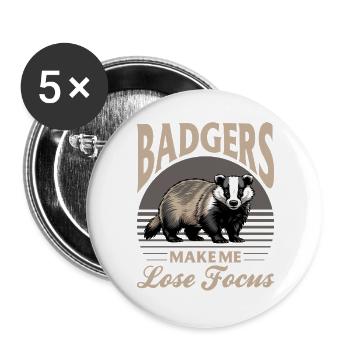Funny Animal Badger - Buttons large 2.2''/56 mm (5-pack) - white - Front