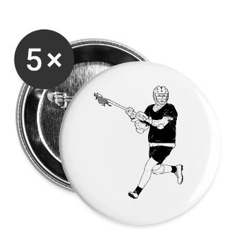 Black and White Lacrosse Player - Buttons large 2.2''/56 mm (5-pack) - white - Front