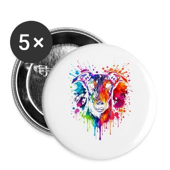 Greyhound | Windhund Pop Art - Buttons groß 56 mm (5er Pack) - Weiß - Vorne