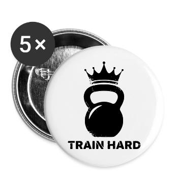 Kettlebell Krone Train Hard - Lot de 5 grands badges (56 mm) - blanc - Devant