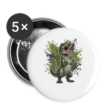 Fighting T Rex motif - Buttons large 2.2''/56 mm (5-pack) - white - Front