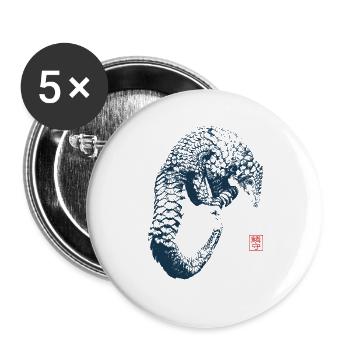 Pangolin avec le tampon de kanji - Lot de 5 grands badges (56 mm) - blanc - Devant