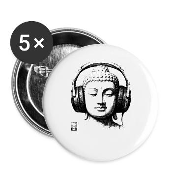 Bouddha de la musique - Lot de 5 grands badges (56 mm) - blanc - Devant