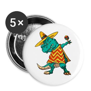 Dabbing T-rex Dinosaur Cinco De Mayo Fiesta 2026 - Buttons groß 56 mm (5er Pack) - Weiß - Vorne