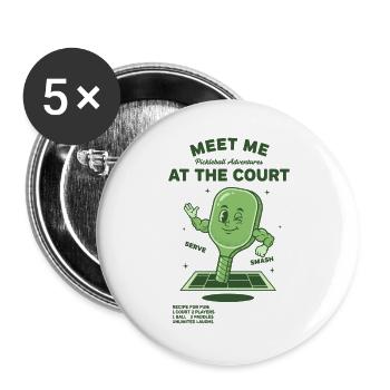 Pickleball Meet Me At The Court-Witzbold - Buttons groß 56 mm (5er Pack) - Weiß - Vorne