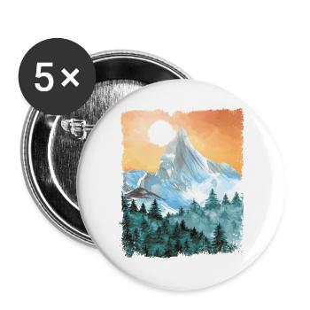 Wandern Berge Wanderung Vintage - Buttons groß 56 mm (5er Pack) - Weiß - Vorne