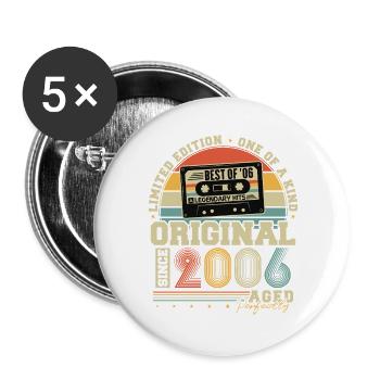 Original 2006 Vintage Vintage Rétro Anniversaire - Lot de 5 grands badges (56 mm) - blanc - Devant