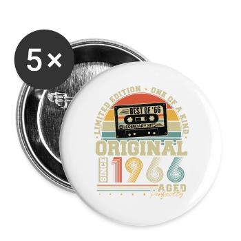 Anniversaire original vintage rétro vintage de 1966 - Lot de 5 grands badges (56 mm) - blanc - Devant