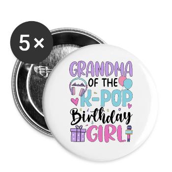 Grand-mère de la fille d’anniversaire de K Pop - Lot de 5 grands badges (56 mm) - blanc - Devant