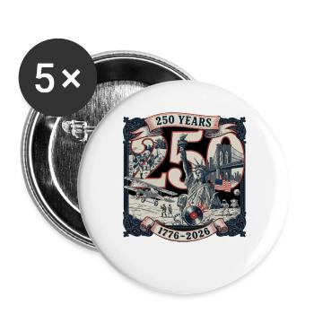 250 Years America 1776-2026 - Buttons groß 56 mm (5er Pack) - Weiß - Vorne