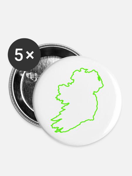 Umriss Irland - Buttons groß 56 mm (5er Pack) - Weiß
