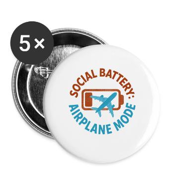 Batterie sociale vide | Introverti voyageur - Lot de 5 grands badges (56 mm) - blanc - Devant
