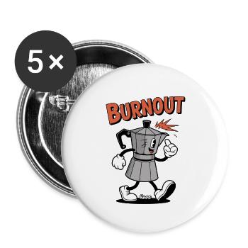 Dessin animé Burnout Moka Coffee Pot - Lot de 5 grands badges (56 mm) - blanc - Devant