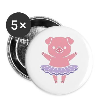Piggy Ballerina Dance - Buttons large 2.2''/56 mm (5-pack) - white - Front