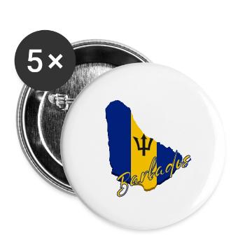 Barbados-Flaggenkarte, ich liebe Barbados - Buttons groß 56 mm (5er Pack) - Weiß - Vorne