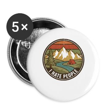 Hiking Camping Trekking Outdoors Nature Mountain - Buttons large 2.2''/56 mm (5-pack) - white - Front