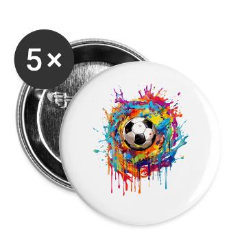 Foot Football Ballon Joueur Supporter Maillot Tee - Lot de 5 grands badges (56 mm) - blanc - Devant