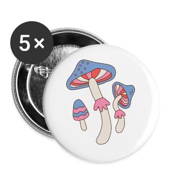 Design vintage de champignons psychédéliques rétro - Lot de 5 grands badges (56 mm) - blanc - Devant