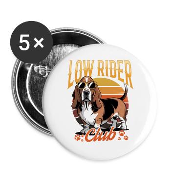Funny Dog Breed Basset Hound - Buttons large 2.2''/56 mm (5-pack) - white - Front