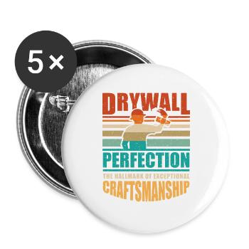 Trockenbau Trockenbauer Trockenbaumonteur - Buttons groß 56 mm (5er Pack) - Weiß - Vorne