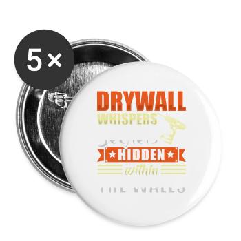 Constructeur de plaques de plâtre Installateur de plaques de plâtre - Lot de 5 grands badges (56 mm) - blanc - Devant