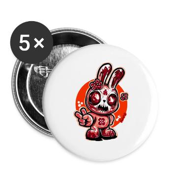 Horror Bloom Bunny - Buttons groß 56 mm (5er Pack) - Weiß - Vorne