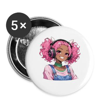 Vintage Japanese Bigfoot Gamer Anime Gaming - Buttons large 2.2''/56 mm (5-pack) - white - Front
