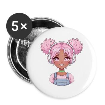 Vintage Japanese Bigfoot Gamer Anime Gaming - Buttons large 2.2''/56 mm (5-pack) - white - Front
