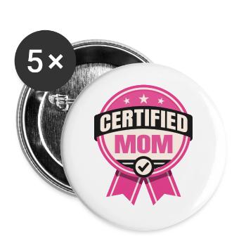 Zertifizierte Mutter – Humorvoller Vater-Design - Buttons groß 56 mm (5er Pack) - Weiß - Vorne