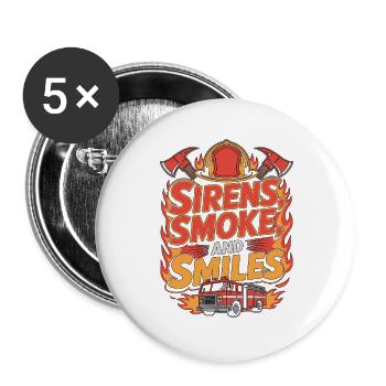 Fire Lieutenant Sirens Smoke And Fire Department - Buttons large 2.2''/56 mm (5-pack) - white - Front