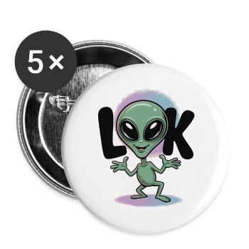 T-shirt extraterrestre Look Comic Space - Lot de 5 grands badges (56 mm) - blanc - Devant