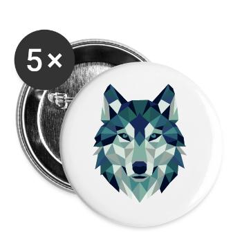 Wolfskopf Polygon Geometrie  - Buttons groß 56 mm (5er Pack) - Weiß - Vorne