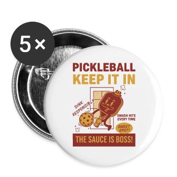 Pickleball Halt es in Lustiger Liebe Pickleball - Buttons groß 56 mm (5er Pack) - Weiß - Vorne