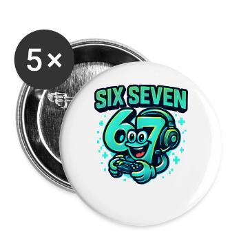 Six Seven Gamer Mascot Italian Brainrot Gaming - Buttons large 2.2''/56 mm (5-pack) - white - Front