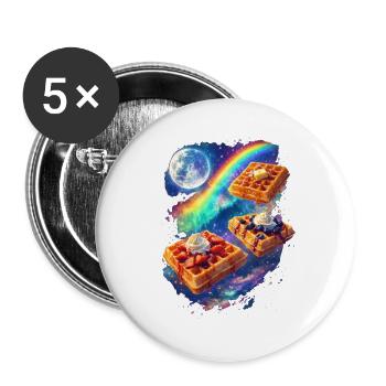 Galactic waffles in a rainbow frenzy - Buttons large 2.2''/56 mm (5-pack) - white - Front