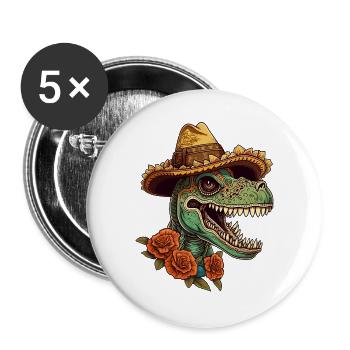 Mexican Sugar Skull Sombrero Trex - Buttons large 2.2''/56 mm (5-pack) - white - Front