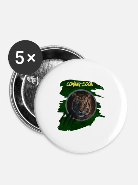 Juncle King Tiger - Buttons groß 56 mm (5er Pack) - Weiß