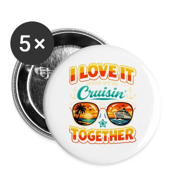 Cruise Cruise Ship Cruise Holidays - Buttons large 2.2''/56 mm (5-pack) - white - Front