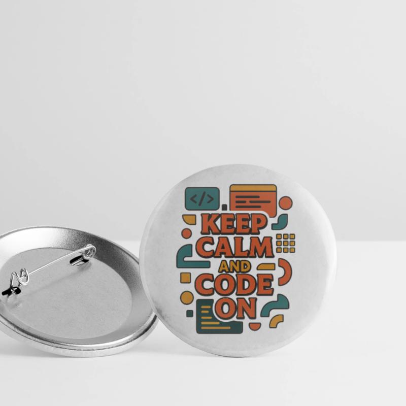 Reste calme et code activé – Chemise de codeur drôle Lot de 5 grands badges (56 mm)