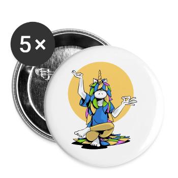 Unicorn Master Yogi - Buttons large 2.2''/56 mm (5-pack) - white - Front