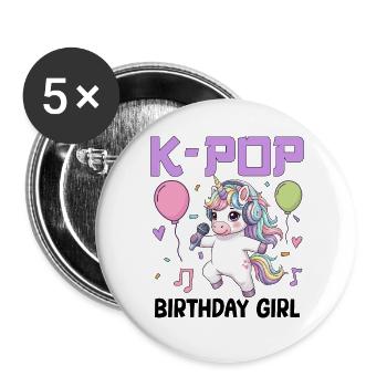 K Pop Birthday Girl - Buttons large 2.2''/56 mm (5-pack) - white - Front