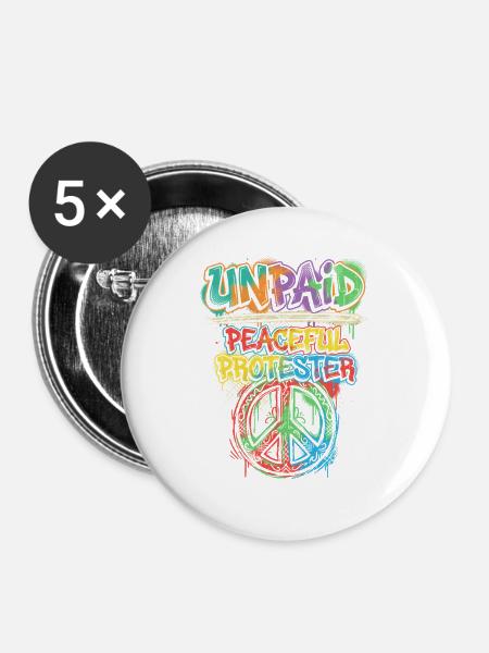 Graffiti Friedlicher Demonstrant - Buttons groß 56 mm (5er Pack) - Weiß