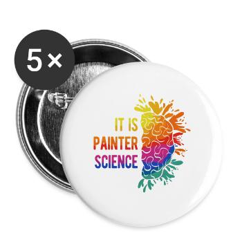 Artiste Peintre Graphique C’est Peintre Science, Art - Lot de 5 grands badges (56 mm) - blanc - Devant